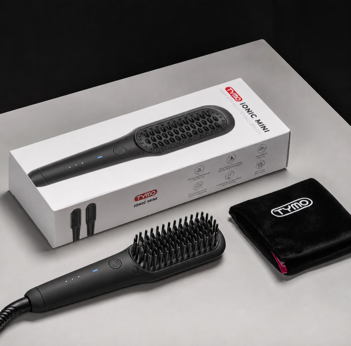TYMO Cordless Hair Straightener Brush - Black