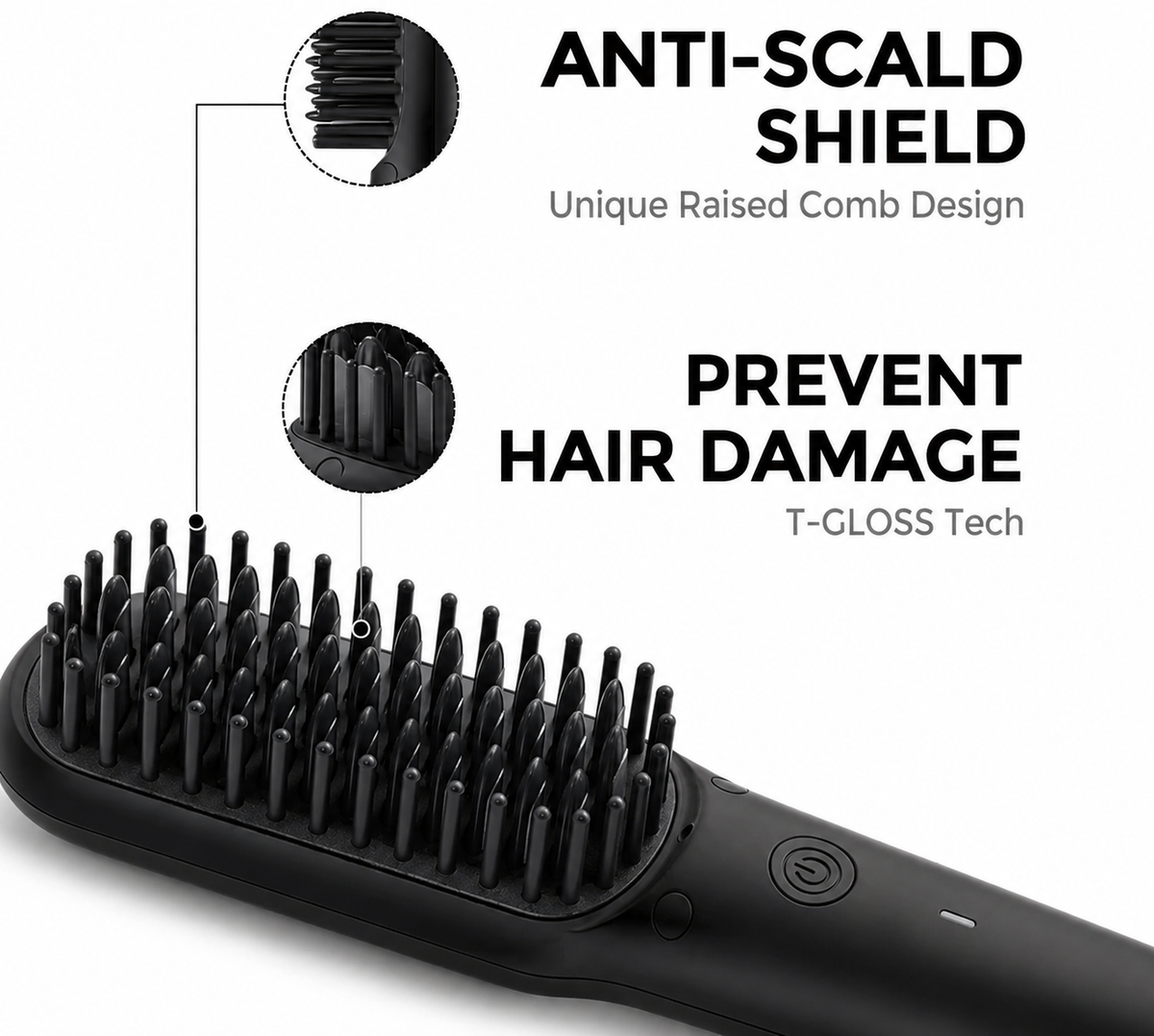 TYMO Cordless Hair Straightener Brush - Black